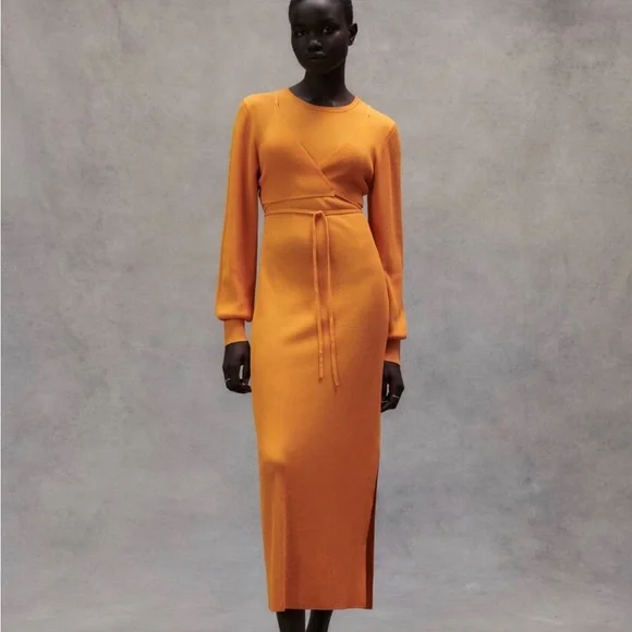 Zara Dresses Zara Orange Knit Midi Dress Poshmark